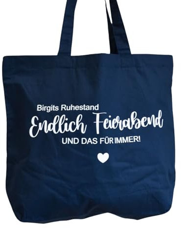 Geschenk zur Rente | personalisierter Baumwollbeutel als Abschiedsgeschenk für den Ruhestand | Geschenkidee zum Abschied Kollege oder Kollegin | Endlich Feierabend