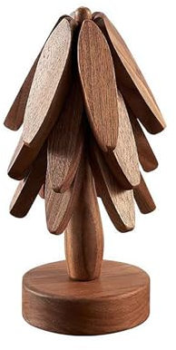 Qxiao Wood Tree Shaped Table Mat Wooden Trivets Decorative Anti Scald Heat Resistant Table Mat Coaster Wood Placemats Pot Tree Fashion Decor