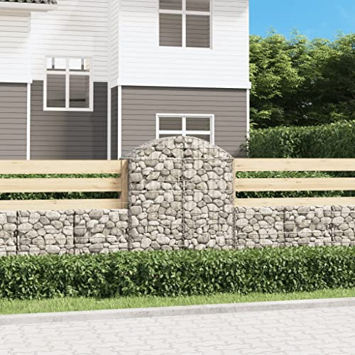 Hovothy Panier gabion avec arche haute, mur en pierre, pour plantes, gabions, clôture pour briques, mur de jardin, gabion, panier métallique, argenté, 100 x 50 x 140 cm, fer galvanisé