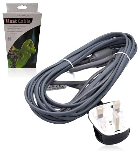 15 Watt, 4m Heat Cable for Reptiles, Vivariums, Snake Racks, with additional 1.7m Flex, 3-Pin UK Plug, Total Length 5.7 metres