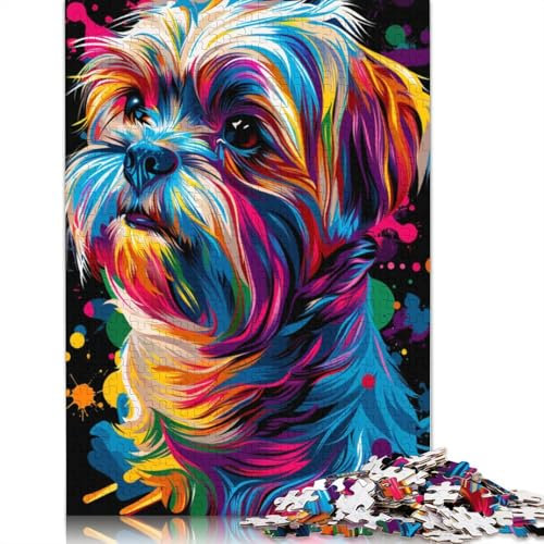 1000-teiliges Puzzle Malteser-Hund, Kunst-Puzzle für Erwachsene, Holzpuzzle, Lernspiel für Erwachsene und Kinder, Größe: 75 x 50 cm