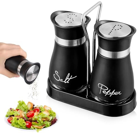 mizikuu Salieres Et Poivrieres en Acier Inoxydable, 100ML Pots à épices Distributeur d'épices avec Fond en Verre Salière et Poivrière Set Pour Restaurant, Cuisine, Barbecue, Camping