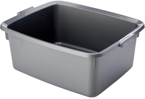 AMK® 5 Star Rectangular Bowl 12L Metallic Silver Washing Up Bowl BPA Free With Easy Grip Handles