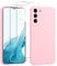 Viojrlra Cover Silicone per Samsung Galaxy S22 5G con 2 Pezzi Vetro Temperato, Custodia Protettiva Ultrasottile in Morbido TPU, Antiurto Antigraffio, Rosa
