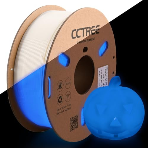 CCTREE 3D Druck Glow in the Dark PLA+ Filament 1,75 mm 1KG,Leuchtend blau | Accuracy +/- 0.03 mm, stärker und robuster, Easy print 3D Druckfilament PLA Plus, geeignet für die meisten FDM 3D Drucker