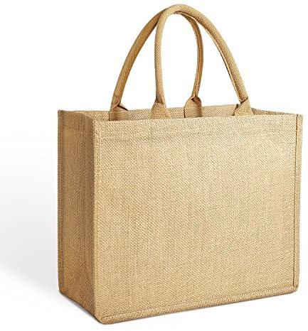 Jcocylse Capazo Playa Mujer - Bolso Tote de Yute Natural Ecológico, Bolsa de Compras Reutilizable con Asas, Ideal para Pintar - Bolso Playa Mujer, Regalo para Madre