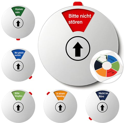 Büro Türschild 6 Optionen Bitte nicht stören, In einem Meeting, Komm rein, Nicht im Büro, Bin gleich zurück, Bitte klopfen, Geschäfts-Statusanzeige für den Arbeitsplatz, 15 cm Silber 1 Stück