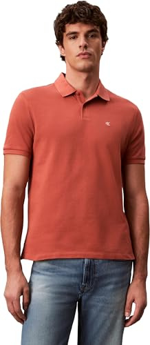 Calvin Klein Herren Poloshirt Kurzarm Monogram Pique aus Baumwolle, Braun (Faded Flower), XL