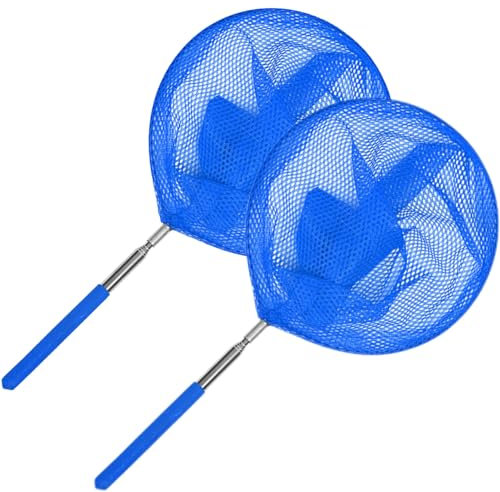 Swimming Pool Skimmer Net | 2PC Pool Nets for Cleaning | Pond Net with Stainless Steel Telescopic Pole | Fine Mesh Pools Leaf Cleaning Hot Tub Nets for Fountain, Tubs & Tank