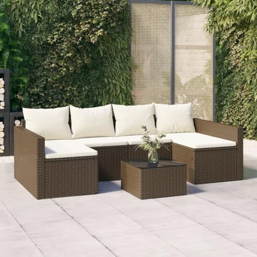 Qnhdfrt Garten Lounge Set U Form Sofa aus PE Rattan mit Couchtisch und Kissen Braun 238 x 110 x 66 cm Wetterfestes Outdoor Möbelset für Terrasse Garten und Balkon