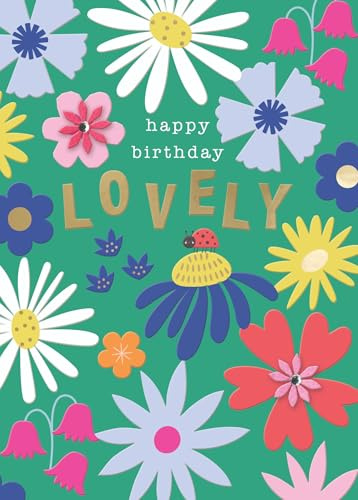 Second Nature Embellished Happy Birthday Lovely Birthday Greeting Card With Wildflower Blooms - Wildflower Colourful Blooms, Gold Foil, Heartfelt Message, Eco-Friendly, Quality Craftsmanship