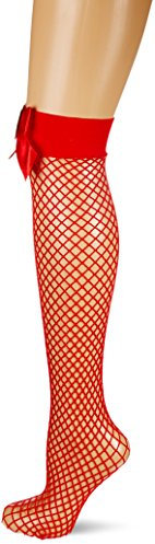 Leg Avenue 9648 - Netz Halterlose Strumpfhose, Einheitsgröße, rot