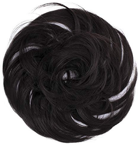 CAISHA Haargummi Bella Hochsteckfrisuren Haarteil Hochzeitfrisuren Voluminös Leicht Gewellt Hitzebeständige Kunstfaser DM17cm Dunkelbraun G2B