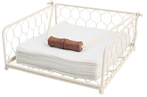 T&G Woodware Provence-Serviettenhalter aus Drahtware, Stahl, cremefarben, 19 x 19 x 9 cm