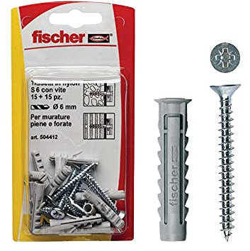 Fischer, Tasselli SX 8 S K con vite per Muro pieno e Mattone Forato