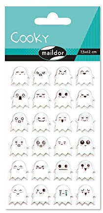 Maildor CY039O Packung mit Stickers Cooky 3D (1 Bogen, 7,5 x 12 cm, ideal zum Dekorieren, Sammeln oder Verschenken, Fantome) 1 Pack