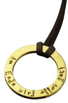 Kette Anhänger Wunsch Buchstaben Text Name Datum Gravur Ring Washer rund golden Juvelato