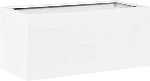 Fleur Ami – Bandeja de fibra de vidrio de plástico reforzado, 100 x 30 cm, 30 cm, exterior de jardín blanco mate, 100 cm, diámetro de 100 cm, color blanco nieve