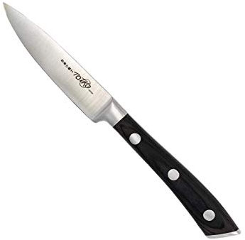 Totiko Spelucchino Professionale in Acciaio Tedesco, Coltello da Cucina Professionale Giapponese, Lama da 9cm, Manico in Pakkawood Color Legno, Coltello da Carne, Pesce, Verdura Japan Knives