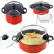 23CM Non Stick CHIP PAN Set Fryer DEEP Fat Frying Basket Pot with Glass LID