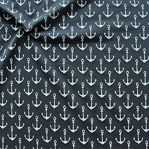 STOFFKONTOR Sweatshirtstoff Baumwollstoff - French Terry Stoff - Meterware - zum Nähen von Sweatshirts, Pullovern, Jogginganzügen, Kinderkleidung - Anker Used Look - Navy-Blau
