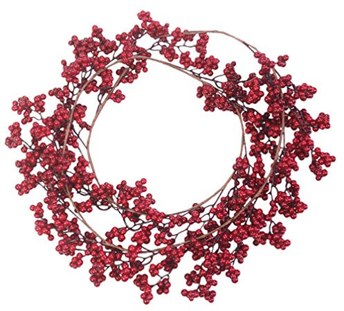 Amosfun Künstliche Beerengirlande Rote Beeren Weihnachtsgirlande 180cm Weihnachtskranz DIY Basteln Drinnen Draußen Hängende Weihnachtsdeko Weihnachtsbaumschmuck Party Wand Fenster Dekoration