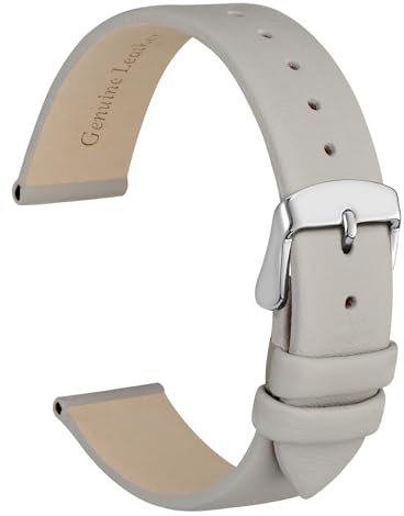 WOCCI 14mm Elegantes Uhrenarmband für Damen mit Silberner Schnalle (Grau)