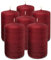 Hyoola Gebürstetes Metallic Stumpenkerzen - Kerzen Rot 6er-Pack - Stumpenkerzen Rot - Dekorative Stumpenkerzen Groß Hergestellt in EU - Kerzen Lange Brenndauer - 6 cm x 10 cm
