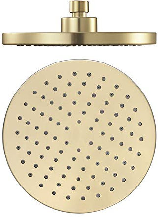 Round Shower Head Brushed Gold, 8 Inch ABS High Pressure Showerhead, Luxury Modern High Flow Rainfall Shower Heads