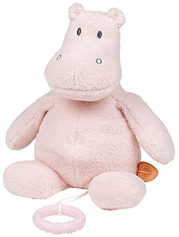 Nattou Spieluhr aus Baumwolle und Polyester (Frottee), Nilpferd Susie, Wiegelied «La-Le-Lu», Ca. 28 cm, Susie und Bonnie, Rosa