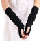 Manicotti da donna senza dita con bordo a foglia di loto, elastici, elasticizzati, scaldamuscoli invernali, manica lunga, foro per il pollice, accessori (nero), Nero