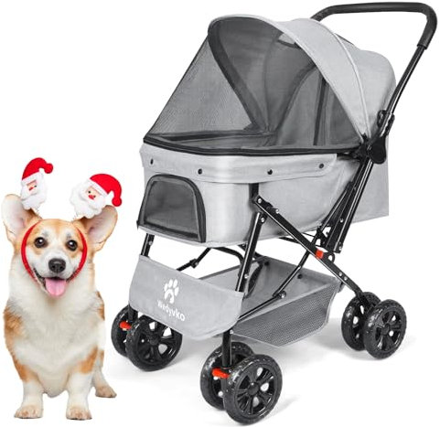 Wedyvko Haustier-Kinderwagen – Hunde-Kinderwagen für Mittelgroße Haustiere mit Wendbarem Griff, um 360 Grad Drehbar