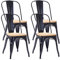 Duhome Metallstuhl Bistrostuhl 4er Set aus Eisen Esszimmerstuhl mit Rückenlehne, Stapelbare Küchenstühle, Schwarz+Naturholz