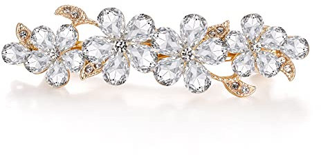 EVER FAITH Haarspange Haarclips Damen österreichische Kristall Clip Art Deco Blume Vine Teardrop Haarschmuck Accessoire Klar Gold-Ton