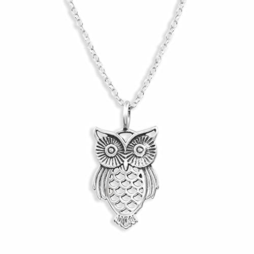 Monkimau Halskette Damen mit Eulen Anhänger aus 925 Sterling Silber Owl Necklace Silver Women Charm Kette Schmuck Geschenke für Kinder Mädchen Frauen