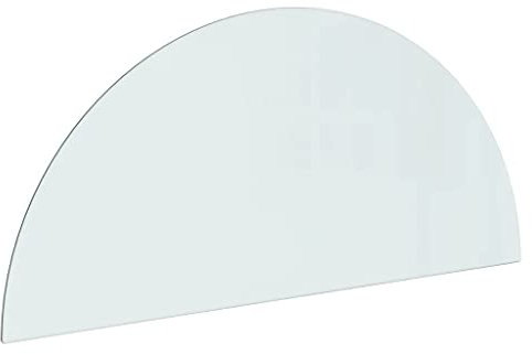 vidaXL Plaque de Verre de Cheminée Demi-Rond Revêtement de Sol Plancher Plaque de Base de Foyer Protection Contre Etincelles 1200x500 mm