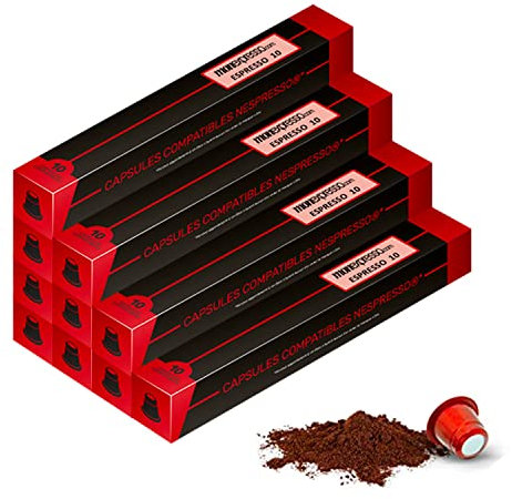 100 Capsules Café pour Nespresso ★ Espresso ★ 10 paquets de 10 Capsules ★ Torréfié Artisanalement en France ★ Café de Qualité ★ Satisfait ou Remboursé ★