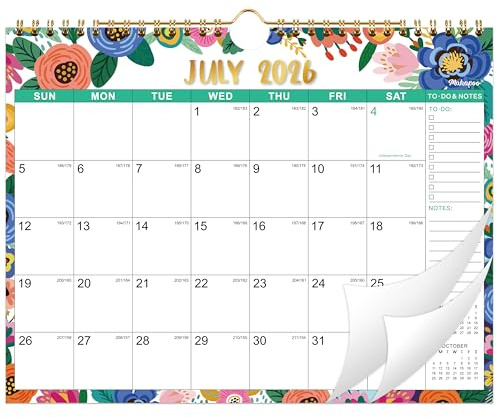 Wandkalender 2023-2024,Kalender 2023-2024, Juli 2023,Dez. 2024, 18 Monatlicher Wandkalender mit dickem Papier, 27.9x21.6 cm, Doppeldrahtbindung + Aufhängehaken + U. Linierte Blöcke inkl. Julian Date