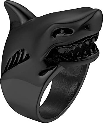 Richsteel Schwarz Fingerring in Größe 72 Punk Hai Fingerring Haifisch Schmuck Meerestier Ring für Freunden Ehemann Model