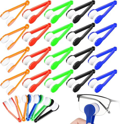 20 Stück Sonnenbrillen Reinigungsbürste, Sonnenbrillen Reinigen Bürste, Brillen Mikrofaser Reinigung Bürste, Brillen Bürsten Reinigungs Clip, für Brillen, Sunglasses, Kurzsichtige Brille