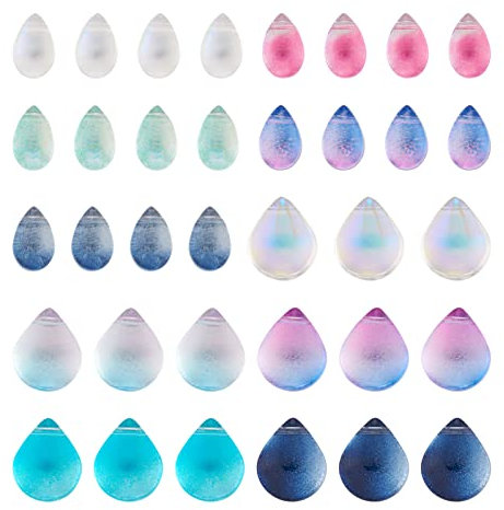 PandaHall Lot de 100 perles en verre transparent en forme de goutte d'eau percées pour la fabrication de bijoux