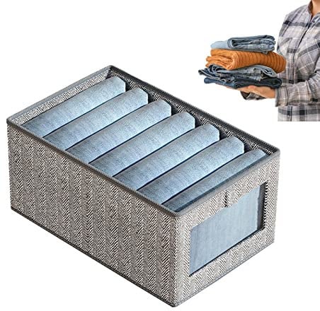 FASSME Clothing Storage Bags,Visible Closet Collapsible Jeans Baskets Bins | Wardrobe Clothes Bins for Blankets Shoes, Visible Containers for Jeans Bras