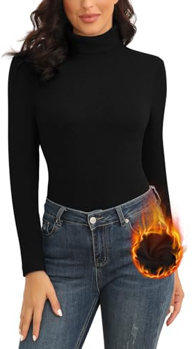 WOWENY Rollkragenpullover Damen Warm Fleece Rollkragenshirt Thermo Oberteil Pullover Elegant Langarmshirt Rolli Langarm für Winter Herbst