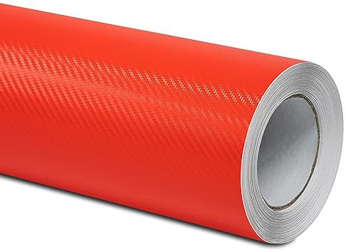 Folindo® Autofolie 3D Carbon Folie Auto Rot (6€/m²) | 20 x 1,52 m | Carbonfolie für Innenraum & außen | Selbstklebende Matt Glanz Luftkanal Folie zur Auto Folierung | Blasenfrei