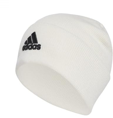 adidas Unisex Logo Beanie, Off White/Black, L