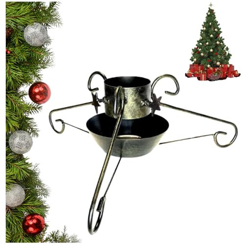 HUW Weihnachtsbaumständer mit Wasserbehälter - aus hochwertigem Metall Stahl - Baumhöhe bis 1,7 m 170 cm - Stammdurchmesser bis 10 cm - Wasser Christbaumständer Antik Design Christmas - Klassisch