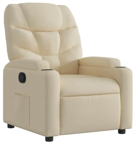 vidaXL Relaxsessel, Sessel mit Liegefunktion, Fernsehsessel Verstellbare Rückenlehne, Liegesessel Ruhesessel Polstersessel, Creme Stoff