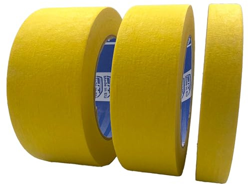 ACIT Kit 3 ruban de masquage peinture 19mm + 30mm + 50 mm, Utilisation universelle, ruban adhésif peinture e masquage (Jaune (jusqu'à 120C°))