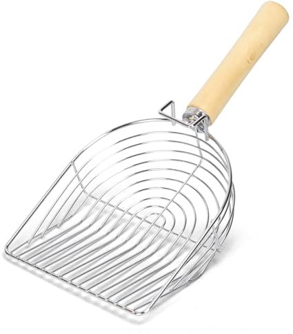 Nobleza - Pala Arenero Gato,Pala para Gatos,Pala de Metal con Mango de Madera, Duradero,Se Limpia Muy rápido la Arena con Esta Pala (Plata)