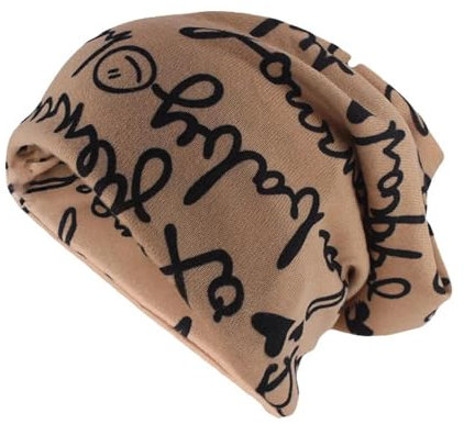 SOYNIA Mütze Beanie Hut Damenmode Beanie Skullies Letter Casual Baumwoll Mütze Doppelt Benutzt Warme Kopf Kappe Für Mädchen Knochen 52-60Cm Khaki